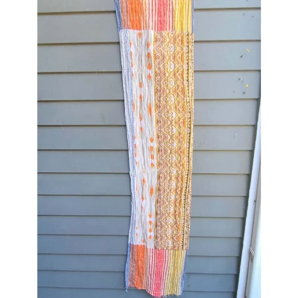 Gold White Boho Scarf